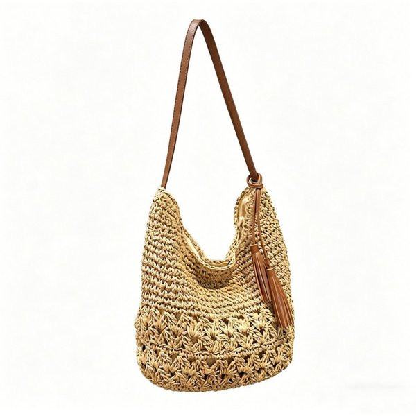 nsihing Umhängetasche Schultertasche,Strandtasche, Tragetasche, Korbtasche, Minibag, Henkeltasche, Bast-Optik, Sommertasche, Crossbody Bag