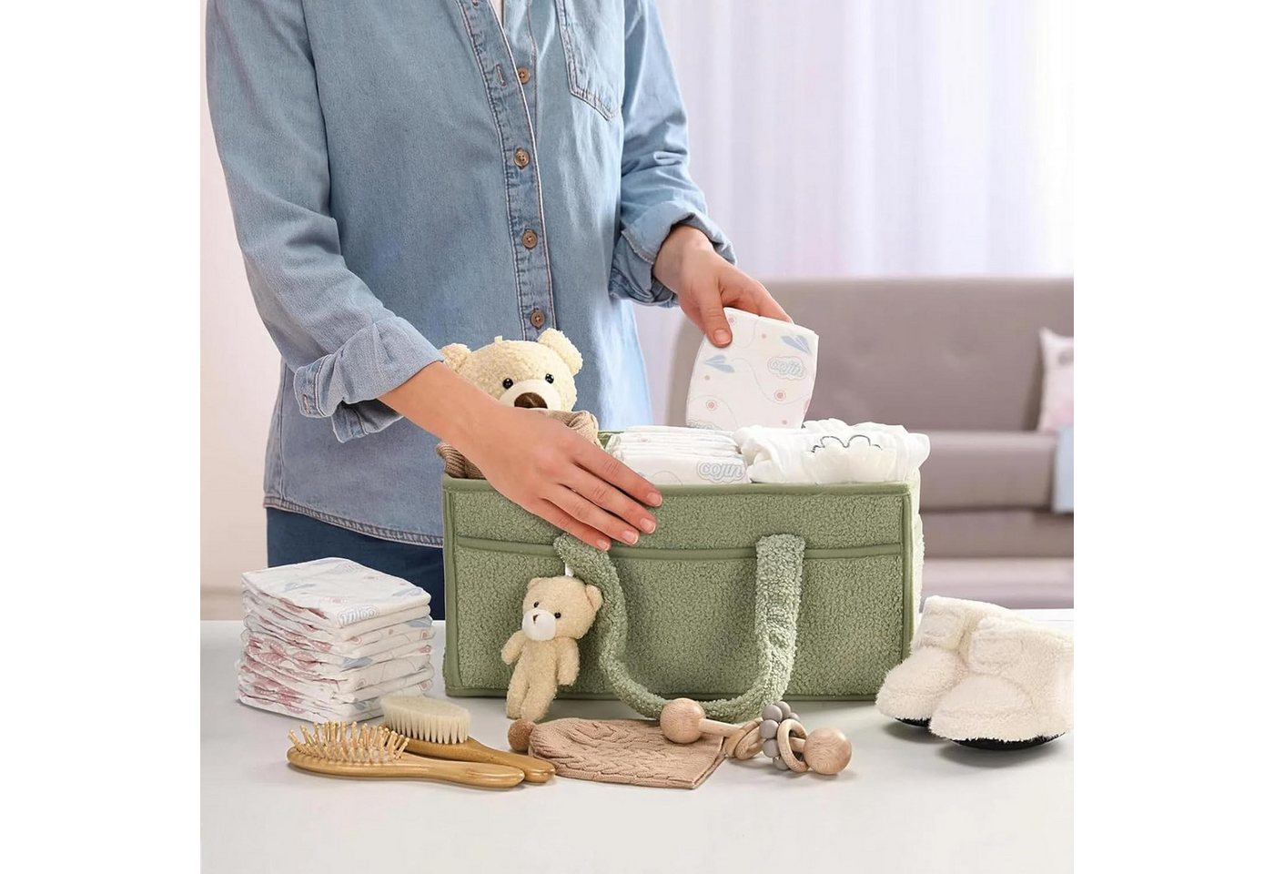 nsihing Wickeltasche Wickeltisch Organizer, Tragbarer Wickelkorb – Bild 5 von 5