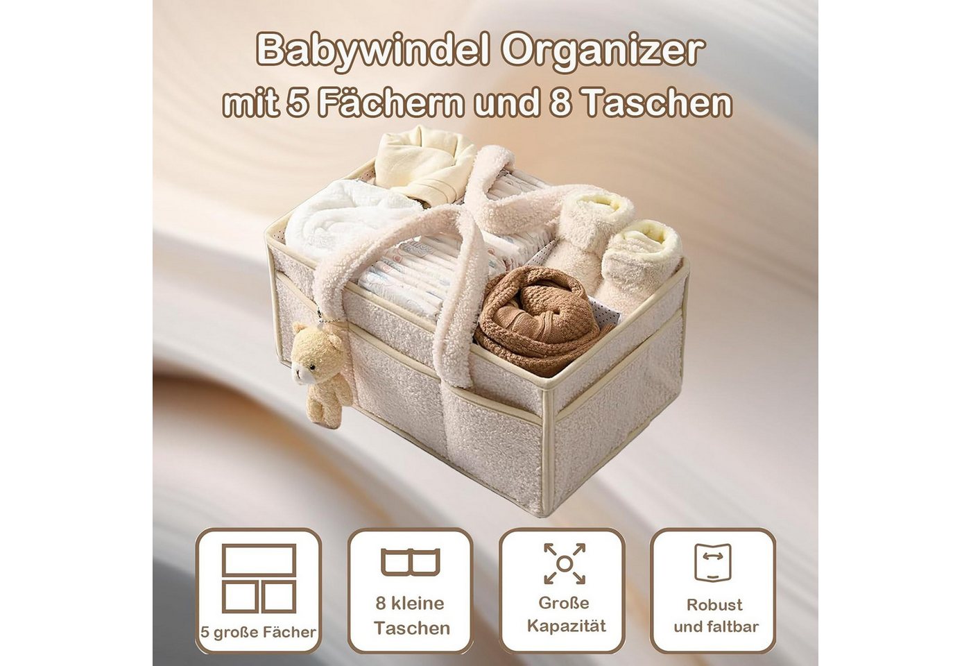 nsihing Wickeltasche Wickeltisch Organizer, Tragbarer Wickelkorb – Bild 4 von 5