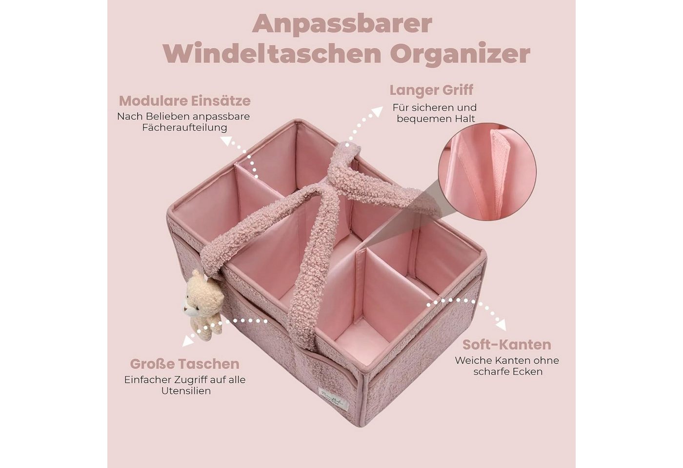 nsihing Wickeltasche Wickeltisch Organizer, Tragbarer Wickelkorb – Bild 3 von 5