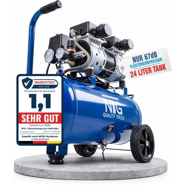 NTG Nutzfahrzeug Technik GmbH Kompressor NTG Silent Kompressor 9 Bar, 1470W Starke Leistung, Ölfrei, max. 9 bar, 24 l, 1-tlg., besonders leise und flexibel eins