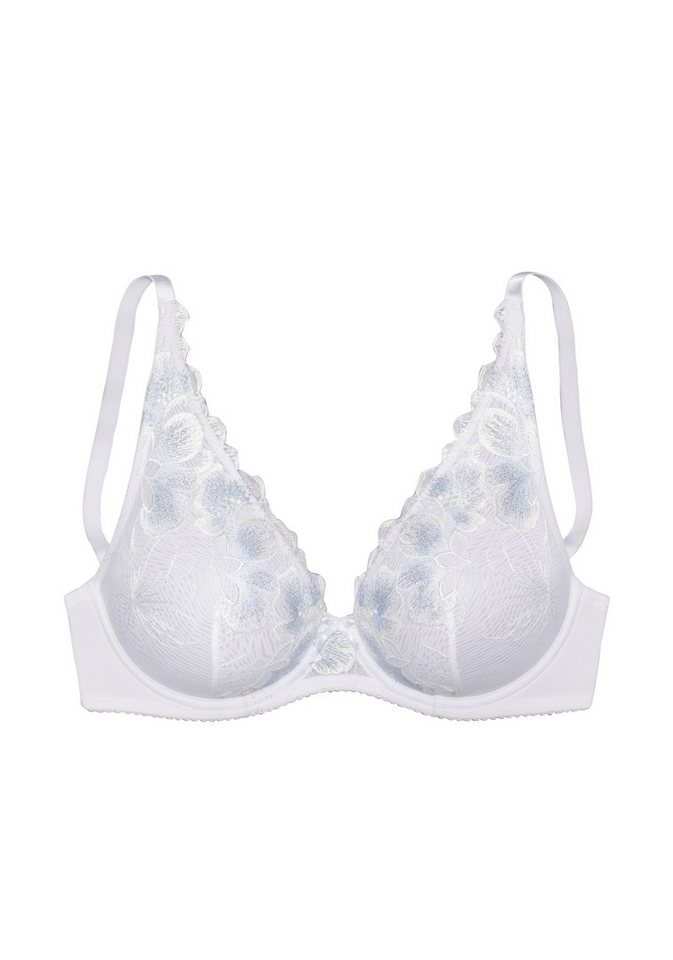 Nuance by Lascana Bügel-BH, BH mit Bügel im High-Apex-Design, Spitzen-BH aus Stickereispitze mit feinen Glitzerdetails, Dessous – Bild 2 von 5