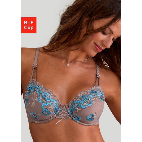 Nuance by Lascana Bügel-BH, BH mit Bügel, Spitzen-BH, als Dessous-Set kombinierbar mit floraler Stickereispitze und edler Schnürung, sexy Dessous
