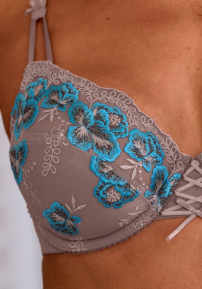 Nuance by Lascana Bügel-BH, BH mit Bügel, Spitzen-BH, als Dessous-Set kombinierbar mit floraler Stickereispitze und edler Schnürung, sexy Dessous – Bild 4 von 5