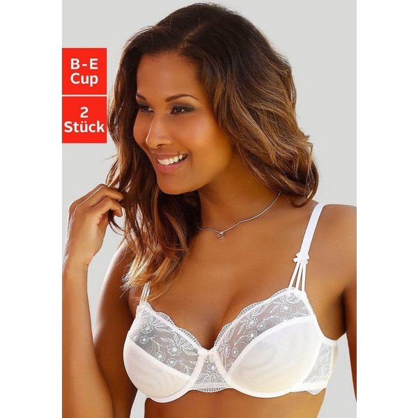 Nuance by Lascana Bügel-BH (Packung, 2 Stück) mit Stickereispitze, als Dessous-Set kombinierbar, große Größen