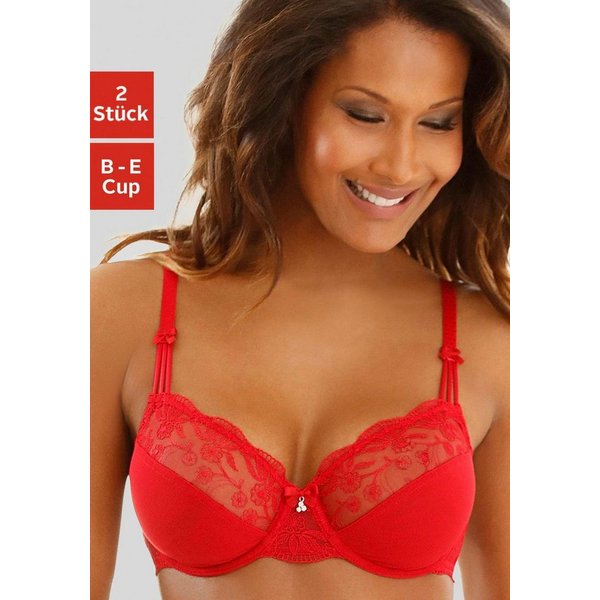 Nuance by Lascana Bügel-BH (Packung, 2 Stück) mit Stickereispitze, als Dessous-Set kombinierbar, große Größen