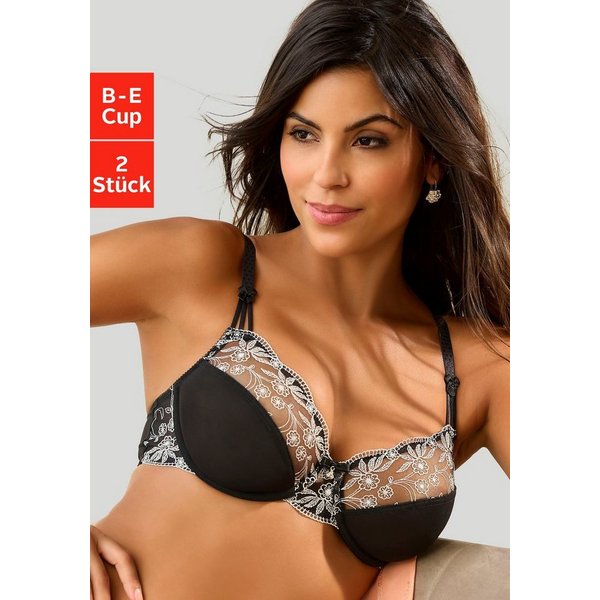 Nuance by Lascana Bügel-BH (Packung, 2 Stück) mit Stickereispitze, als Dessous-Set kombinierbar, große Größen