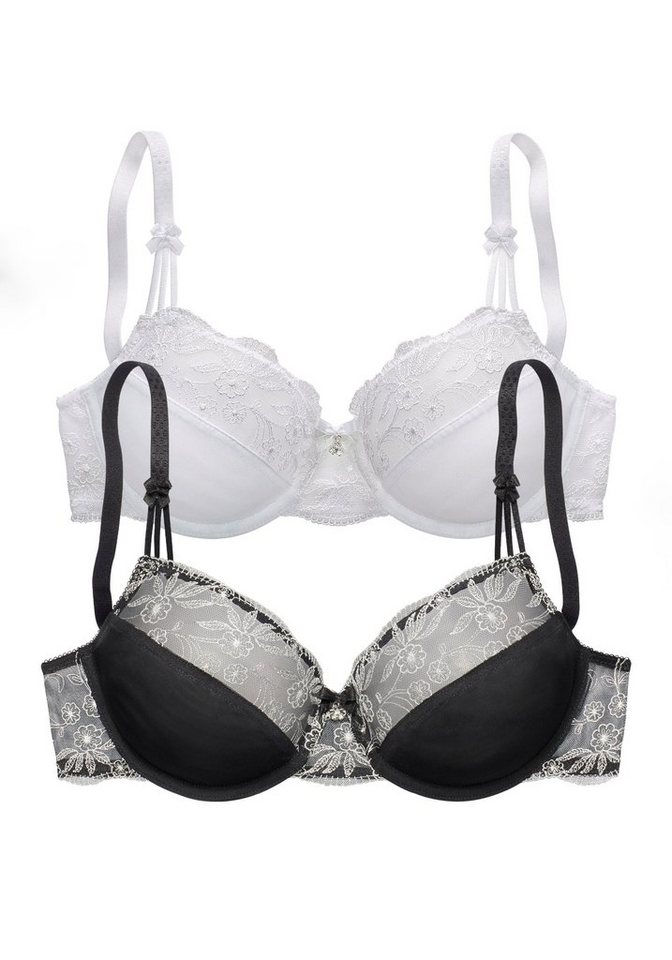 Nuance by Lascana Bügel-BH (Packung, 2 Stück) mit Stickereispitze, als Dessous-Set kombinierbar, große Größen – Bild 2 von 5