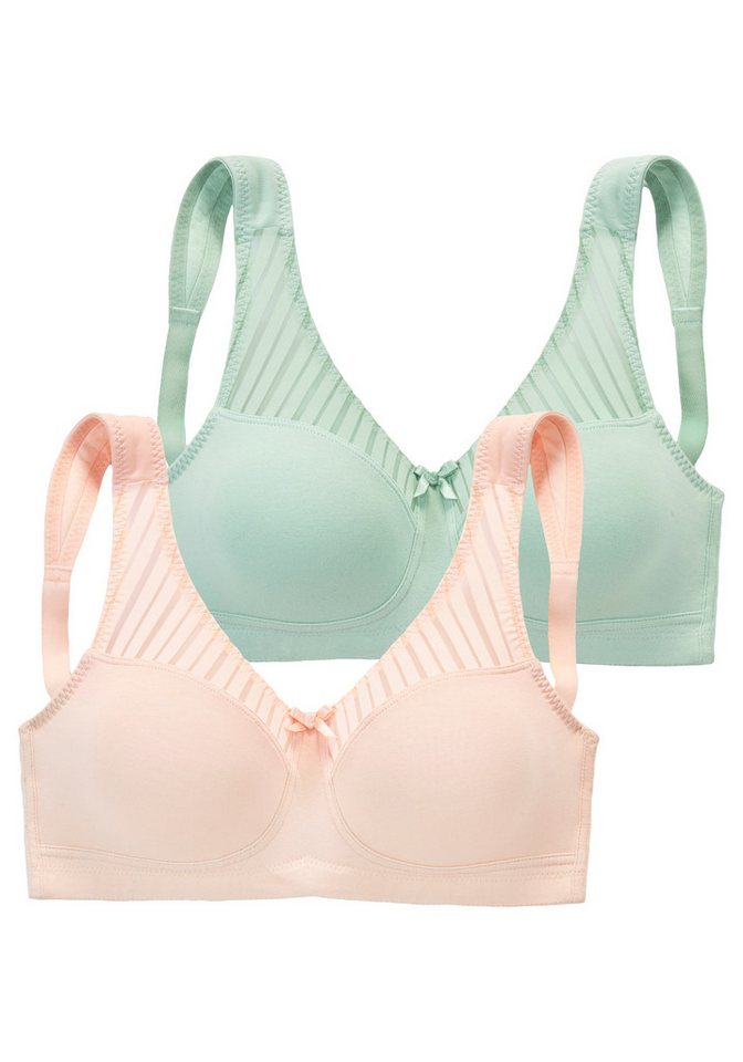 Nuance by Lascana Soft-BH, BH ohne Bügel, Baumwoll-BH, bügelloser BH, Bralette-BH (Packung, 2 Stück) mit breiten Trägern, große Größen, bequemer BH – Bild 2 von 5
