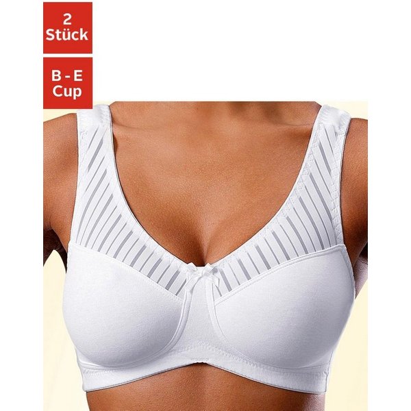 Nuance by Lascana Soft-BH, BH ohne Bügel, Baumwoll-BH, bügelloser BH, Bralette-BH (Packung, 2 Stück) mit breiten Trägern, große Größen, bequemer BH