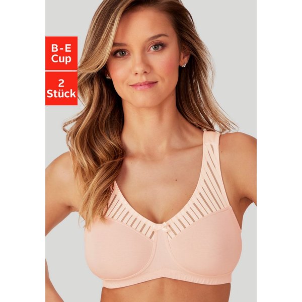 Nuance by Lascana Soft-BH, BH ohne Bügel, Baumwoll-BH, bügelloser BH, Bralette-BH (Packung, 2 Stück) mit breiten Trägern, große Größen, bequemer BH