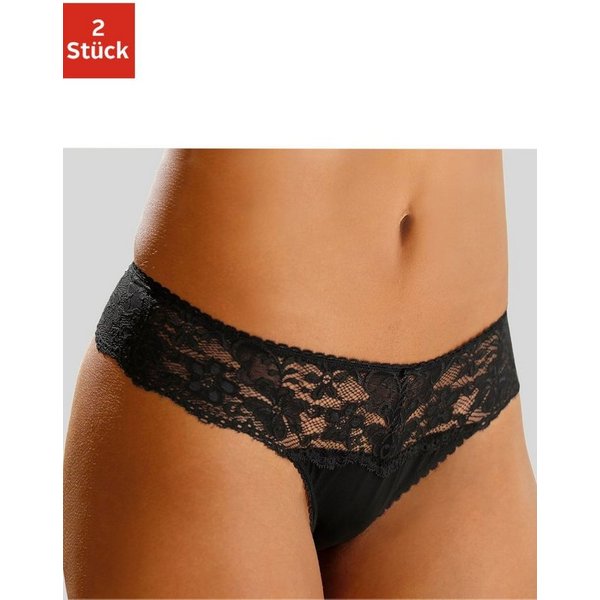 Nuance by Lascana String mit breitem Spitzenband, als Dessous-Set kombinierbar (Packung, 2 Stück) sexy Dessous, sexy Unterwäsche