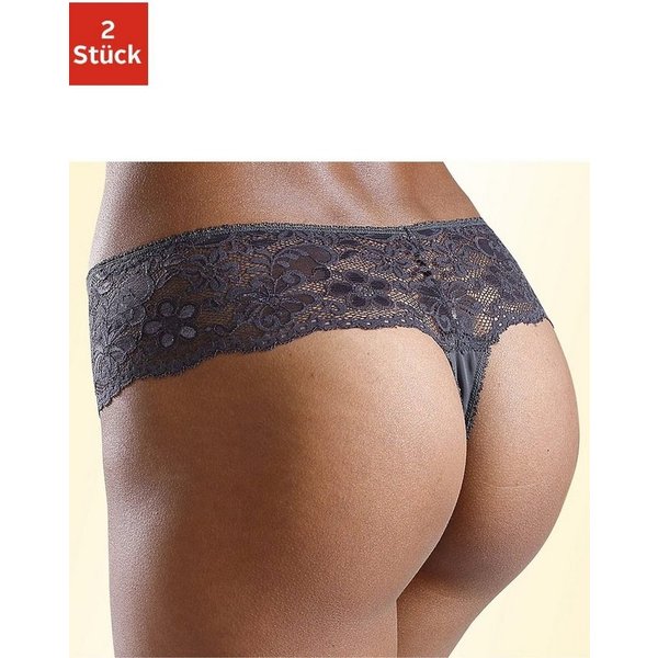 Nuance by Lascana String mit breitem Spitzenband, als Dessous-Set kombinierbar (Packung, 2 Stück) sexy Dessous, sexy Unterwäsche