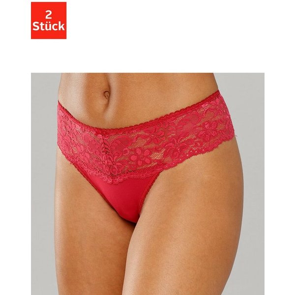 Nuance by Lascana String mit breitem Spitzenband, als Dessous-Set kombinierbar (Packung, 2 Stück) sexy Dessous, sexy Unterwäsche