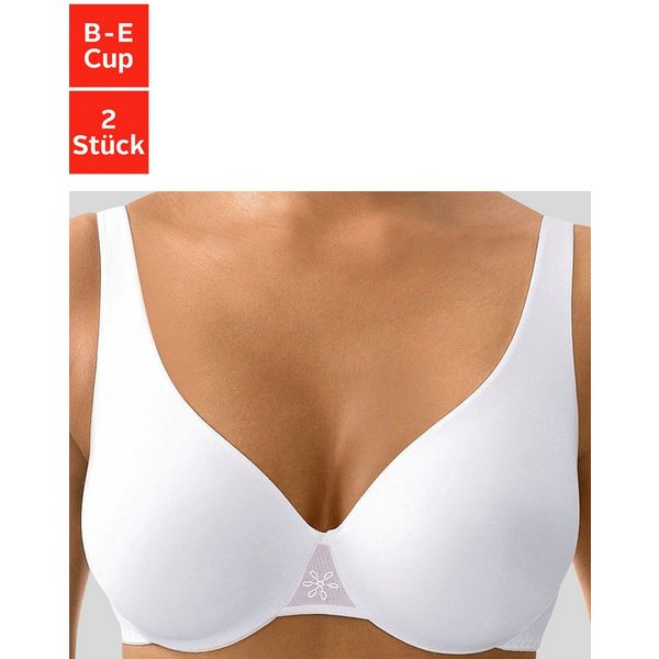Nuance by Lascana T-Shirt-BH, BH mit Bügel im High-Apex-Design (Packung, 2 Stück) mit nahtlosen Cups, große Größen