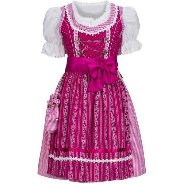 Nübler Dirndl Kinderdirndl Anja in Beere, 3-teiliges Set - Rocklänge knielang 3 teiliges Set aus Dirndl, Bluse und Schürze