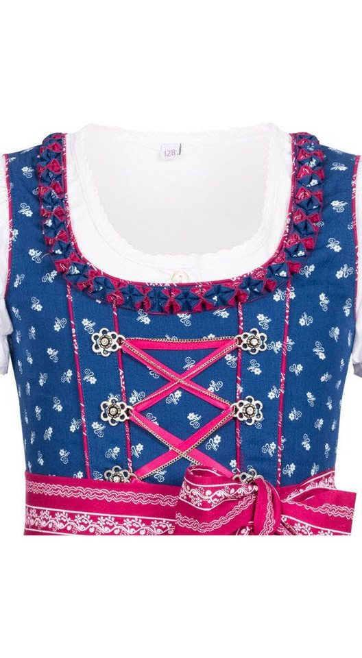 Nübler Dirndl Kinderdirndl Demi in Dunkelblau, 3-teiliges Set - Rocklänge knielang (Dirndl Set DEMI, Dirndl Kleid mit Bluse und Schürze) Kinder Tracht im bayeri – Bild 4 von 5