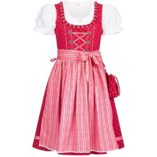 Nübler Dirndl Kinderdirndl Diana in Beere, 3-teiliges Set - Rocklänge knielang (Dirndl Set DIANA, Dirndl Kleid mit Bluse und Schürze) Kinder Tracht im bayerisch