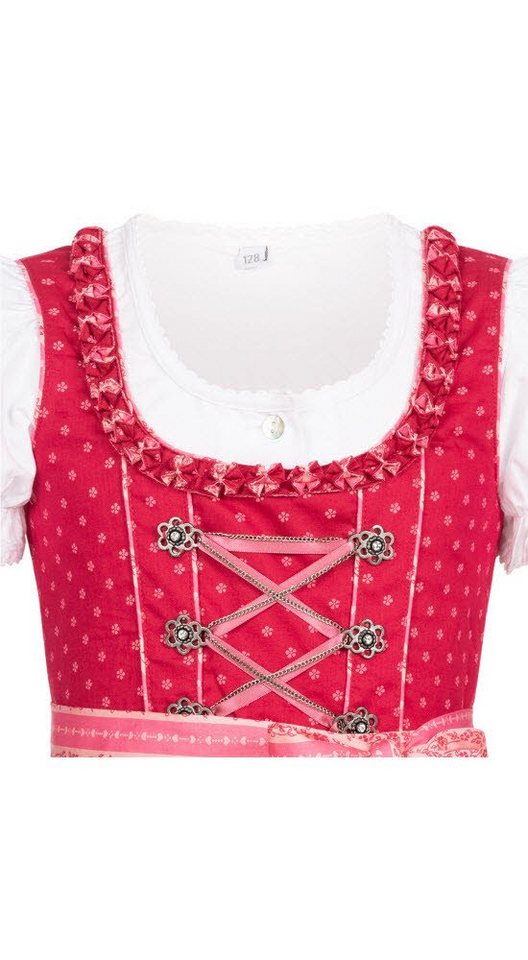 Nübler Dirndl Kinderdirndl Diana in Beere, 3-teiliges Set - Rocklänge knielang (Dirndl Set DIANA, Dirndl Kleid mit Bluse und Schürze) Kinder Tracht im bayerisch – Bild 4 von 5