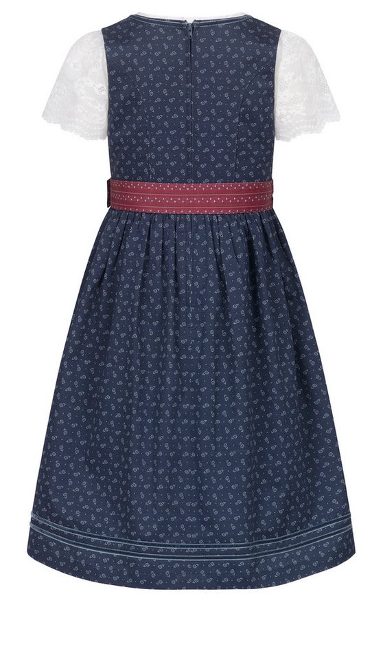 Nübler Dirndl Kinderdirndl Gesr in Blau Rot, 3-teiliges Set - Rocklänge knielang – Bild 2 von 5