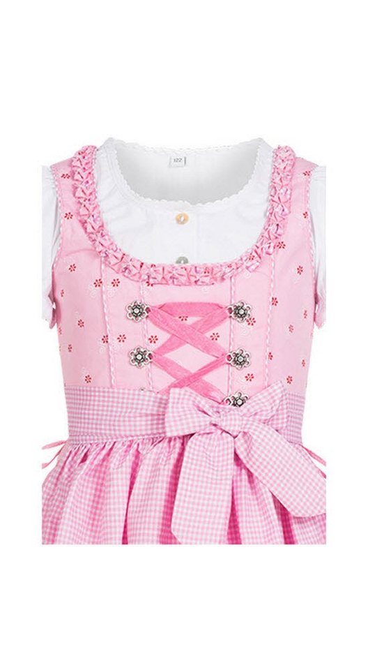 Nübler Dirndl Kinderdirndl Linda in Rosa, 3-teiliges Set - Rocklänge knielang (Dirndl Set LINDA, Dirndl Kleid mit Bluse und Schürze) Kinder Tracht im bayerische – Bild 2 von 5