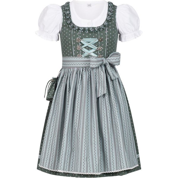 Nübler Dirndl Kinderdirndl Nabila in Petrol, 3-teiliges Set - Rocklänge knielang