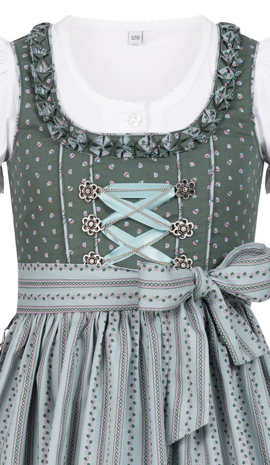 Nübler Dirndl Kinderdirndl Nabila in Petrol, 3-teiliges Set - Rocklänge knielang – Bild 4 von 5