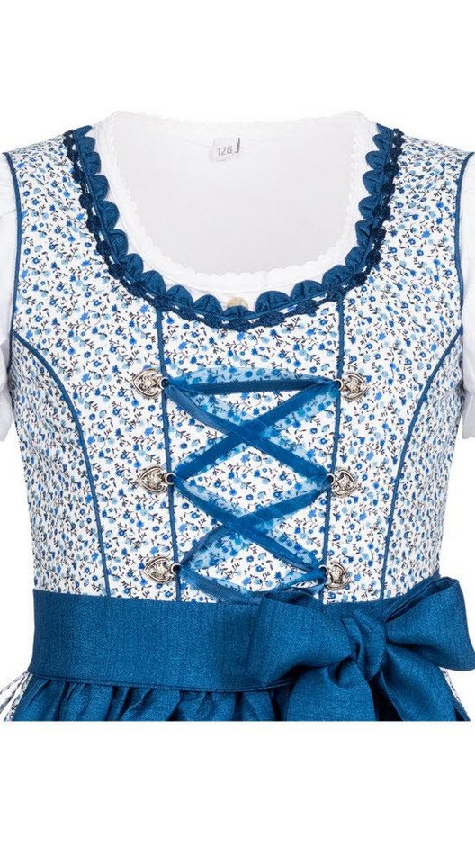 Nübler Dirndl Mädchen Dirndl im traditionellen Stil Kinder Trachten (Dirndl Set DORIS, 3-tlg., Dirndl Kleid mit Bluse und Schürze) Kinder Tracht im bayerischen  – Bild 4 von 5