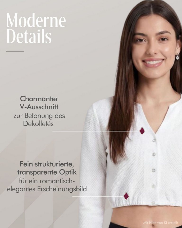 Nübler Dirndlbluse Dirndlbluse Langarm Lorena in Weiß – Bild 5 von 5