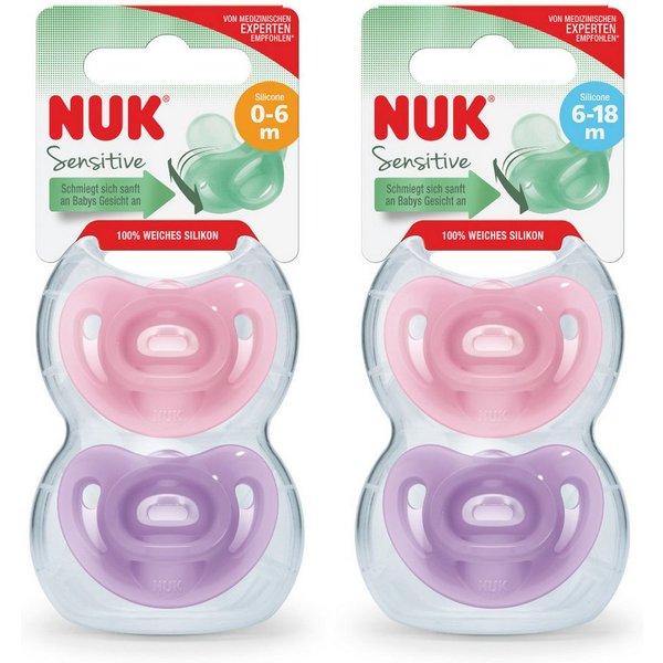 NUK Schnuller Sensitive Schnuller 0–6 Monate + Sensitive Schnuller 6-18 Monate SET