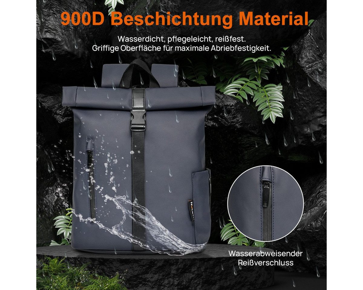 NULSTA Rucksack Rolltop-Rucksack, Wasserdicht, Unisex, Rucksack Wasserdicht, Freizeitrucksack, Arbeitsrucksack Schulrucksack – Bild 2 von 5
