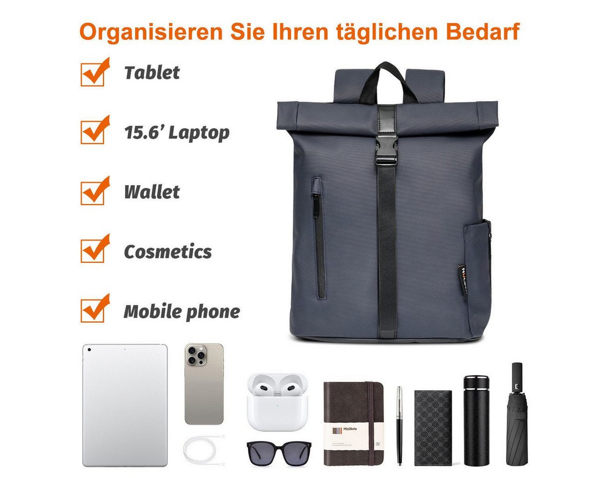 NULSTA Rucksack Rolltop-Rucksack, Wasserdicht, Unisex, Rucksack Wasserdicht, Freizeitrucksack, Arbeitsrucksack Schulrucksack – Bild 4 von 5
