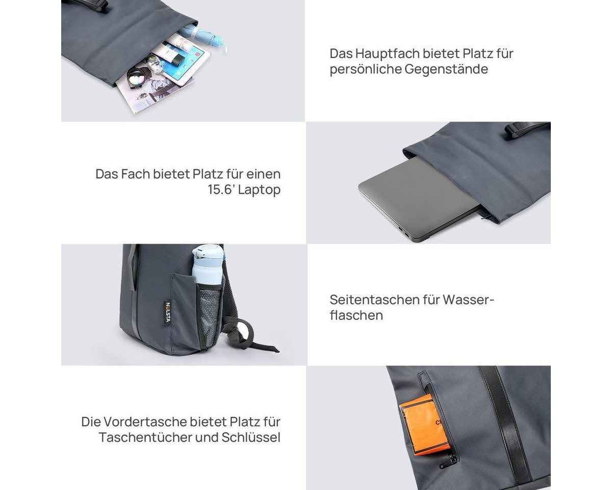 NULSTA Rucksack Rolltop-Rucksack, Wasserdicht, Unisex, Rucksack Wasserdicht, Freizeitrucksack, Arbeitsrucksack Schulrucksack – Bild 5 von 5