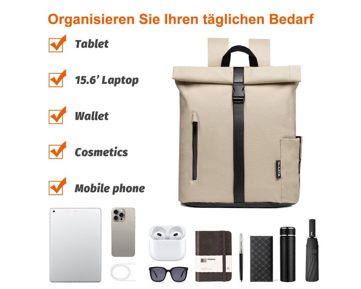 NULSTA Rucksack Rolltop-Rucksack, Wasserdicht, Unisex, Rucksack Wasserdicht, Freizeitrucksack, Arbeitsrucksack Schulrucksack – Bild 4 von 5