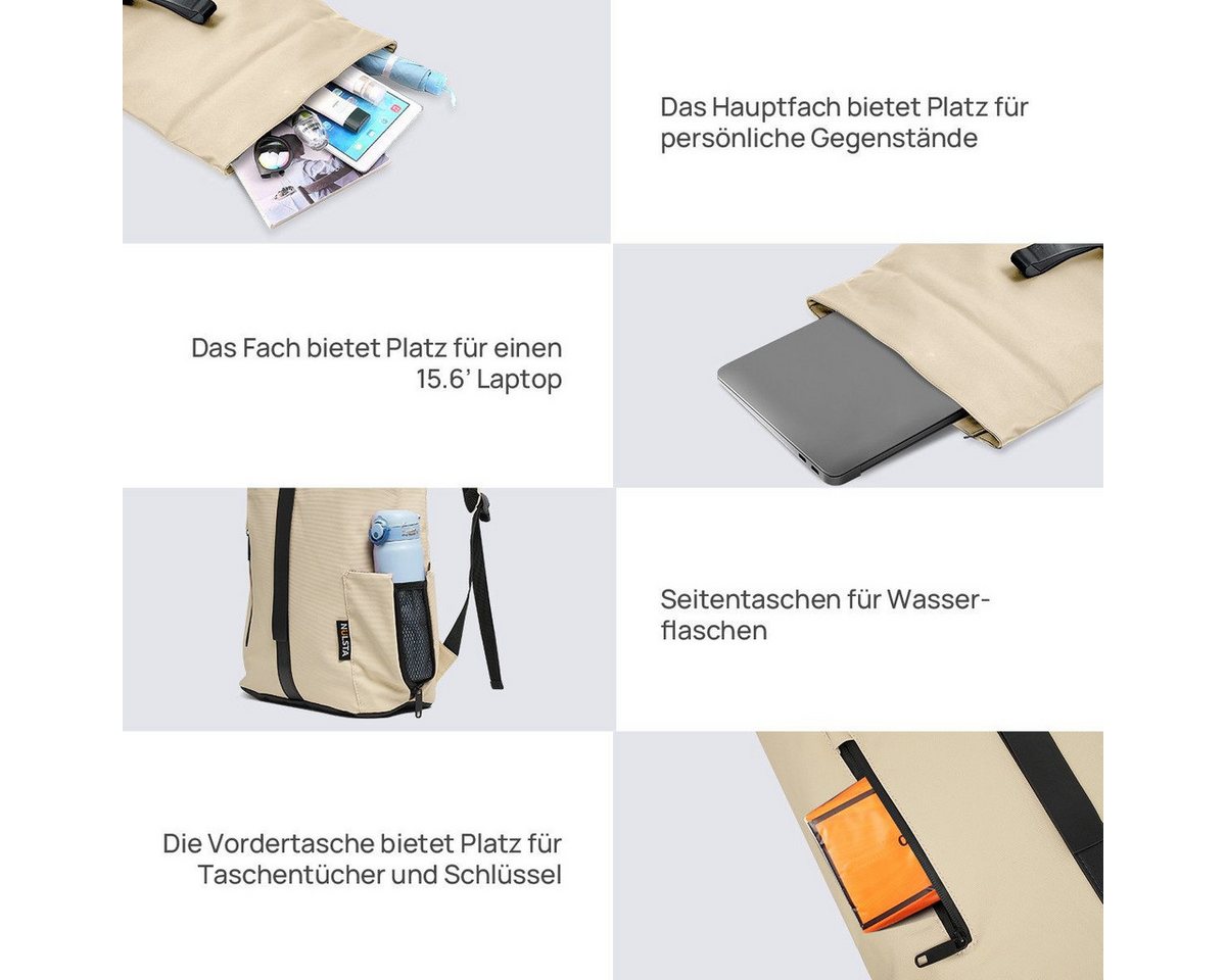 NULSTA Rucksack Rolltop-Rucksack, Wasserdicht, Unisex, Rucksack Wasserdicht, Freizeitrucksack, Arbeitsrucksack Schulrucksack – Bild 5 von 5