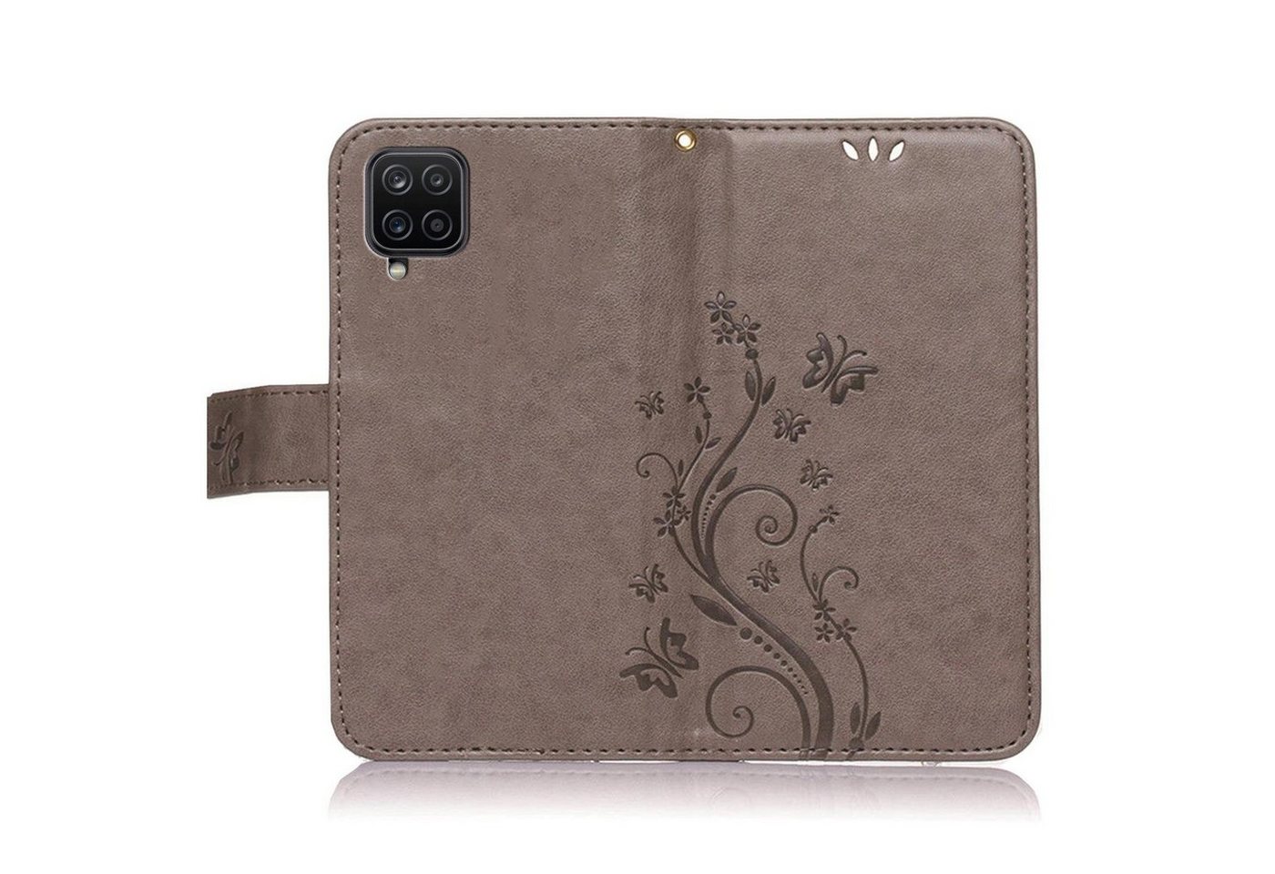Numerva Handyhülle Bookstyle Flower Handytasche Schutzhülle für Samsung Galaxy A12, Klapphülle Flip Cover mit Blumenmuster – Bild 4 von 5