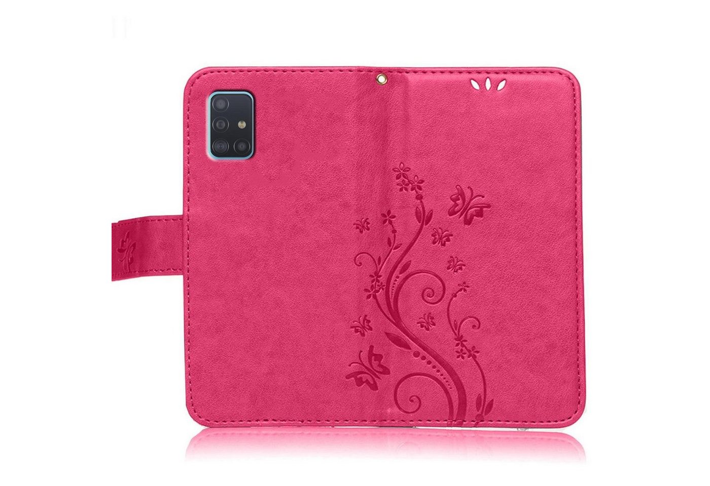 Numerva Handyhülle Bookstyle Flower Handytasche Schutzhülle für Samsung Galaxy A51, Klapphülle Flip Cover mit Blumenmuster – Bild 4 von 5