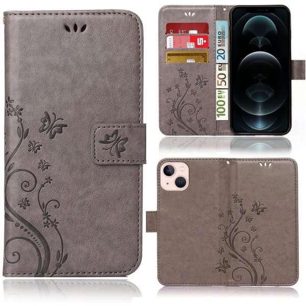 Numerva Smartphone-Hülle Handytasche Blumen Muster Hülle für Apple iPhone 13, Schutzhülle, Blumenmuster