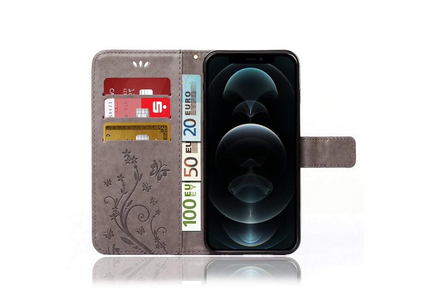 Numerva Smartphone-Hülle Handytasche Blumen Muster Hülle für Apple iPhone 13, Schutzhülle, Blumenmuster – Bild 4 von 5