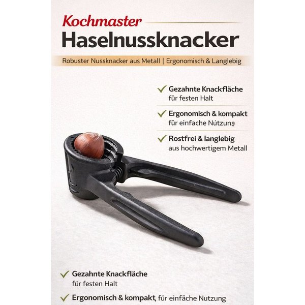 kochmaster Nussknacker Kochmaster Haselnussknacker – Robuster Nussknacker aus Metall, (1-tlg)