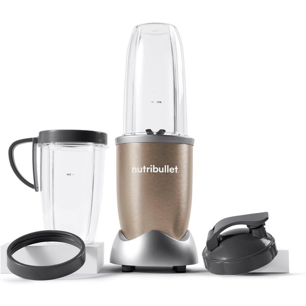 nutribullet Standmixer Pro NB907CP - kompakter Mixer, 900W, 2 Mixbecher(700+925ml),Champagner, 900 W, Drücken, drehen, mixen, starker Motor,Becher+Zubehör spülm