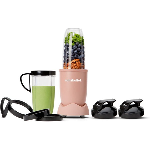 nutribullet Standmixer Pro NB907MACL - kompakter Mixer, 900 W, 2 Mixbecher (700+925ml), Rosa, 900 W, Drücken, drehen, mixen, starker Motor,Becher+Zubehör spülma