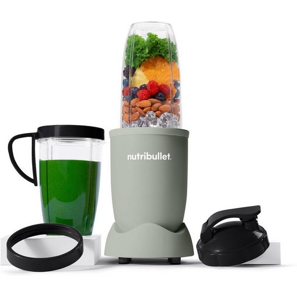 nutribullet Standmixer Pro NB907MAJD - kompakter Mixer, 900W, 2 Mixbecher (700+925ml), Jade, 900 W, Drücken, drehen, mixen, starker Motor,Becher+Zubehör spülmas