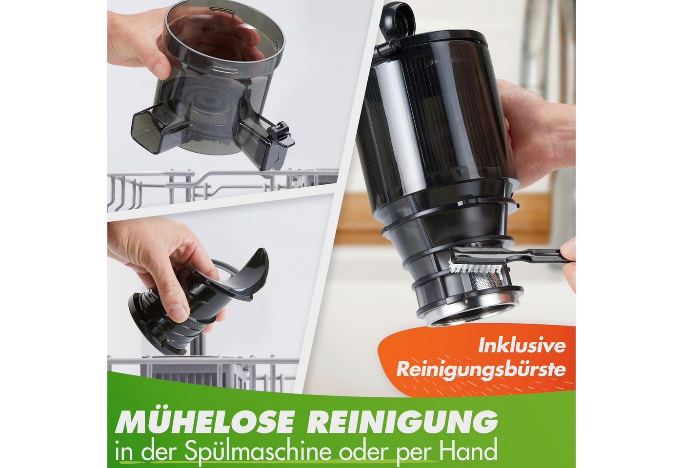 Nutrilovers Slow Juicer NUTRI-PRESS MAX Entsafter Slow Juicer Ganze Früchte entsaften, 200 W, XXL-Einfüllschacht für ganze Früchte ohne Vorschneiden – Bild 5 von 5