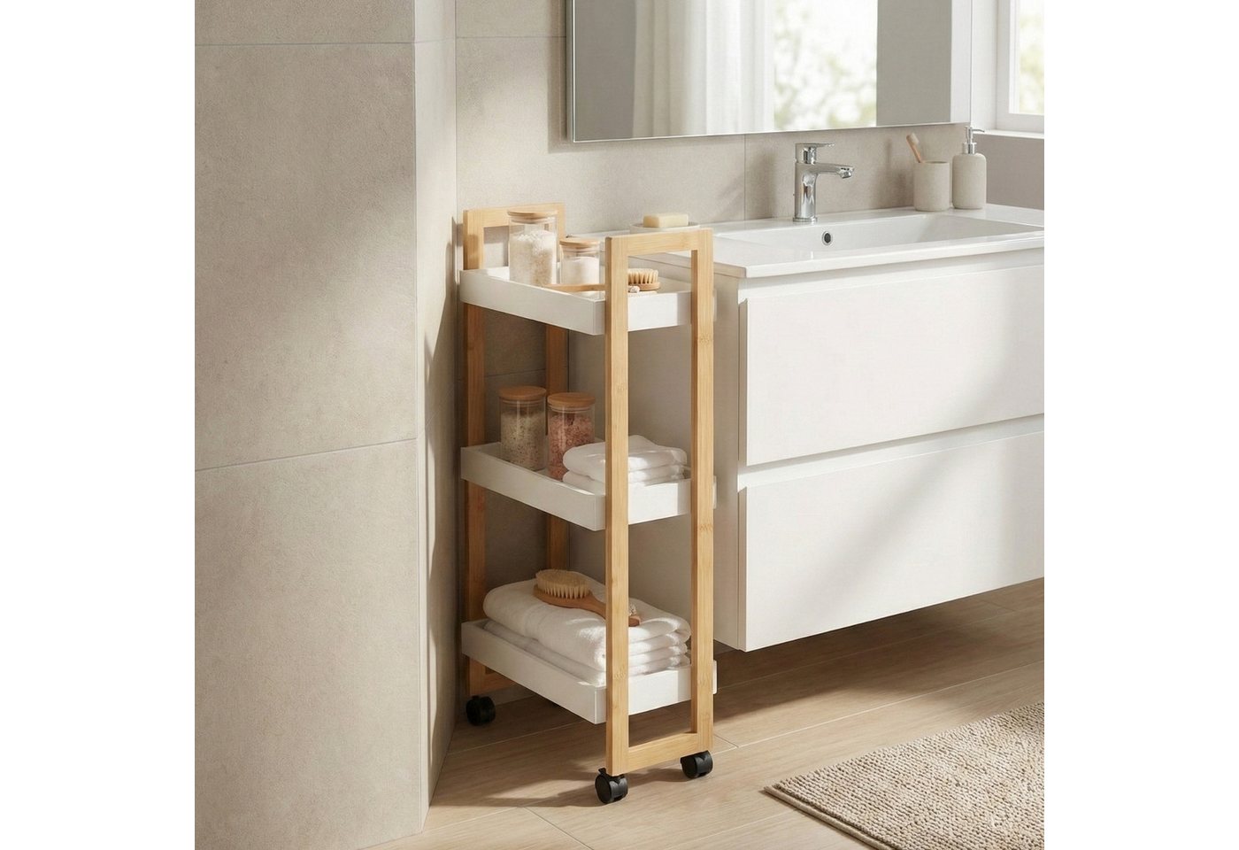 NUXIO Badregal Schmaler Rollregal ASEM, 80 cm – Bild 5 von 5