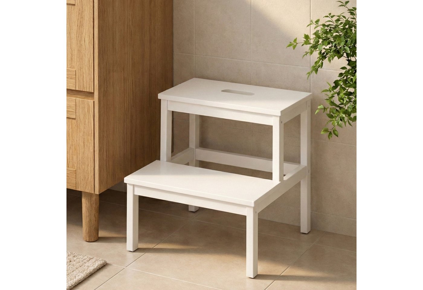 NUXIO Sitzhocker Bambus-Hocker mit Stufe KROK, Höhe 46 cm – Bild 2 von 5