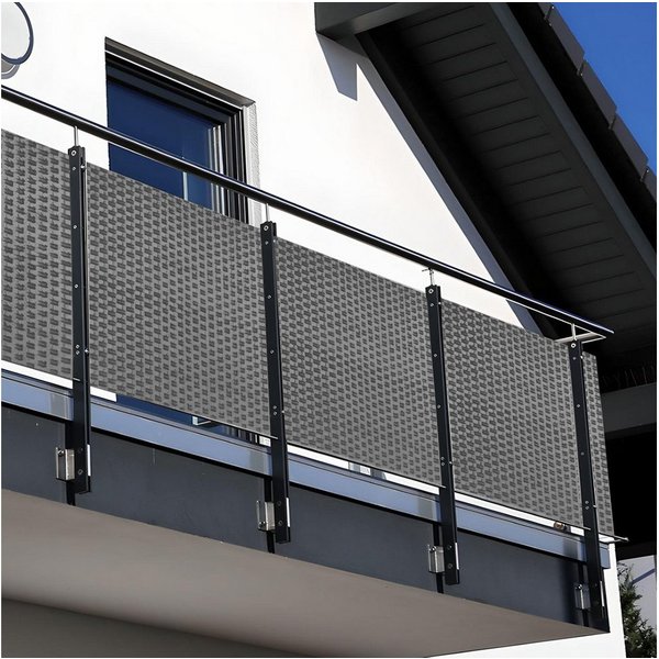 NYVI Balkonsichtschutz Polyrattan Balkon Sichtschutz Privafence Balkonbespannung Metallösen (1-St) UV-fest, Witterungsbeständig, 100% Blickdicht - Balkonumspann