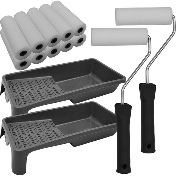 NYVI Malerset Lackierset DIY Essential - Lackier Farbroller Set zum Streichen, (Set, 1-tlg., Farbwanne, Farbroller Bügel, Lackierwalze), 14tlg. Lackier Set Male