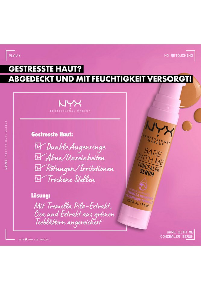 NYX PROFESSIONAL MAKEUP Concealer BARE WITH ME CONALER SERUM, mittlere Deckkraft, kaschiert, rote oder entzündete Hautstellen – Bild 5 von 5