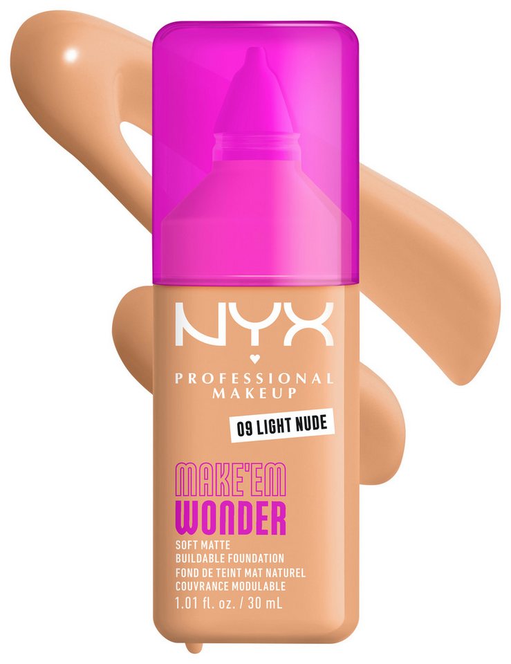 NYX PROFESSIONAL MAKEUP Foundation MAKE 'EM WONDER FOUNDATION, perfekter No-Makeup-Makeup-Look bis zum Full Glam – Bild 2 von 5